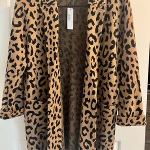 J Crew Sophie open-front sweater-blazer in leopard